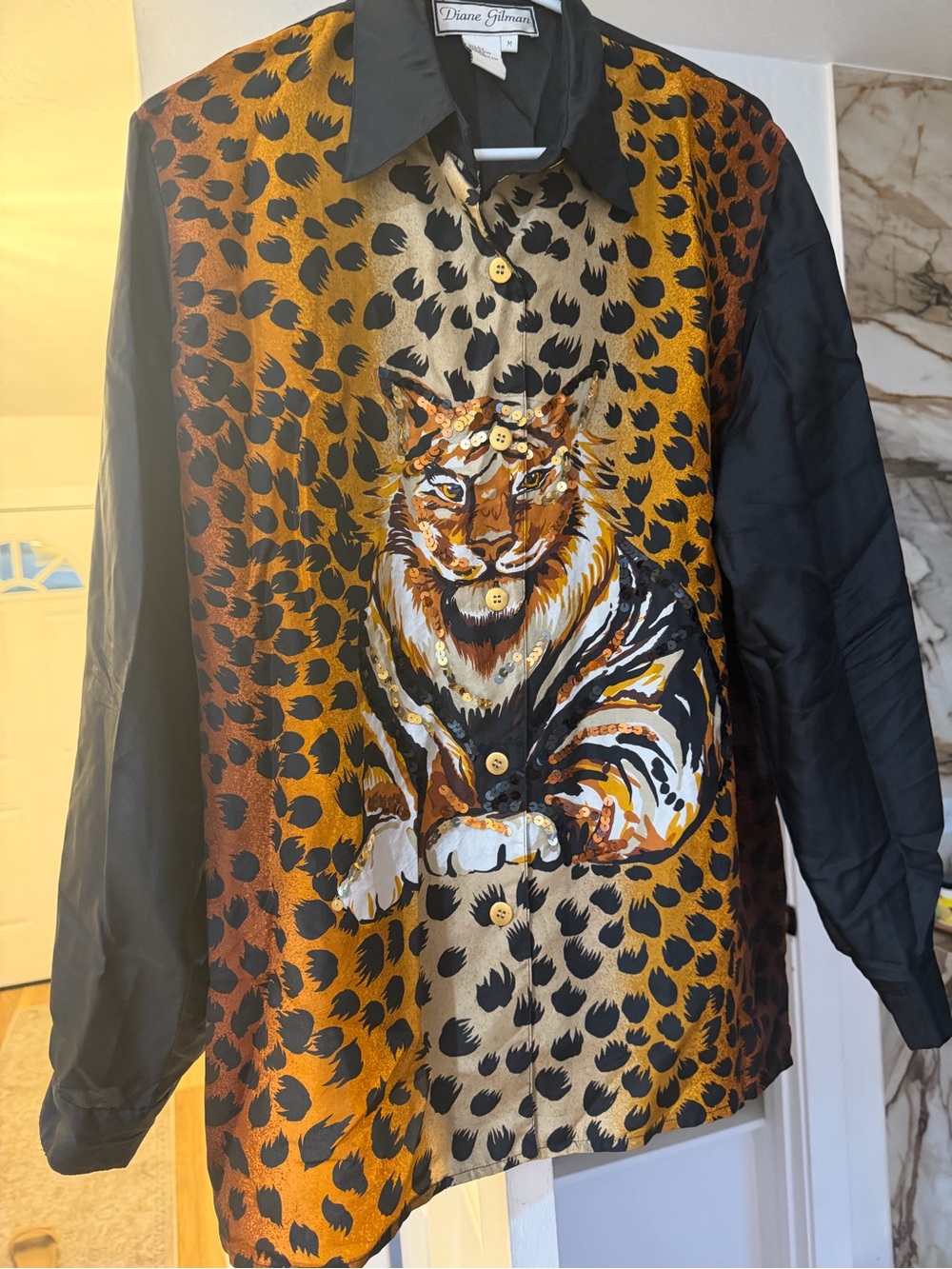 Silk Diane Gilman Black & Gold Accent Silk Blouse
